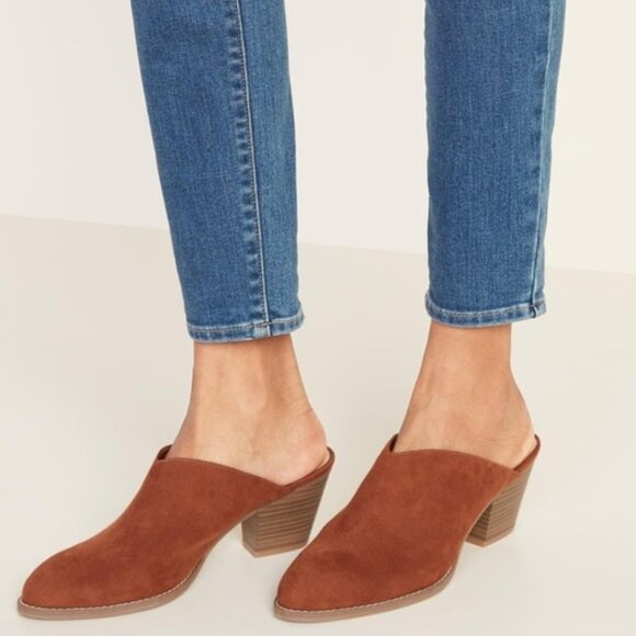 brown faux-suede mules - Picture 1 of 3